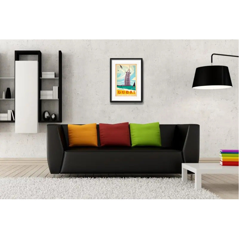 Cuadro Dubai Emiratos Arabes Ciudad Decoracion Con Paspartú Marco Negro