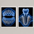 Set 2 Cuadros Temática Odontológica Dentista Consultorio Br2 Marco Blanco