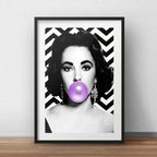 Cuadro Elizabeth Taylor Chicle Art Blanco Negro Con Paspartú