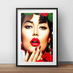 Cuadro Boca Fashion Maquillaje Labio Decoracion Con Paspartú