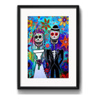 Cuadro Pareja Calaveras Mexicanas Tattoo Decoracion Paspartú