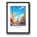 Cuadro Madrid Espana Spain Ciudad 53x43cm Con Paspartú Marco Negro