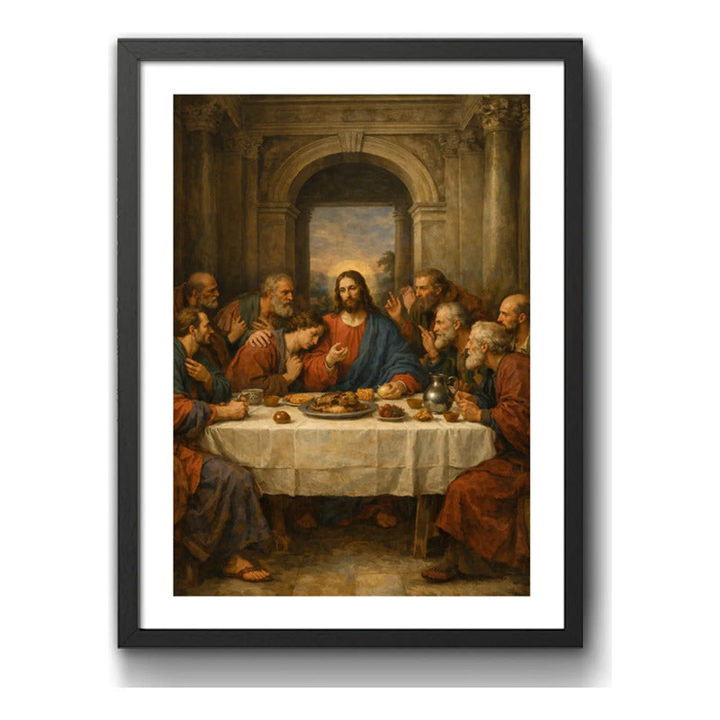 Cuadro La Última Cena De Jesús Cristo Arte Sacro Biblia Marco Negro