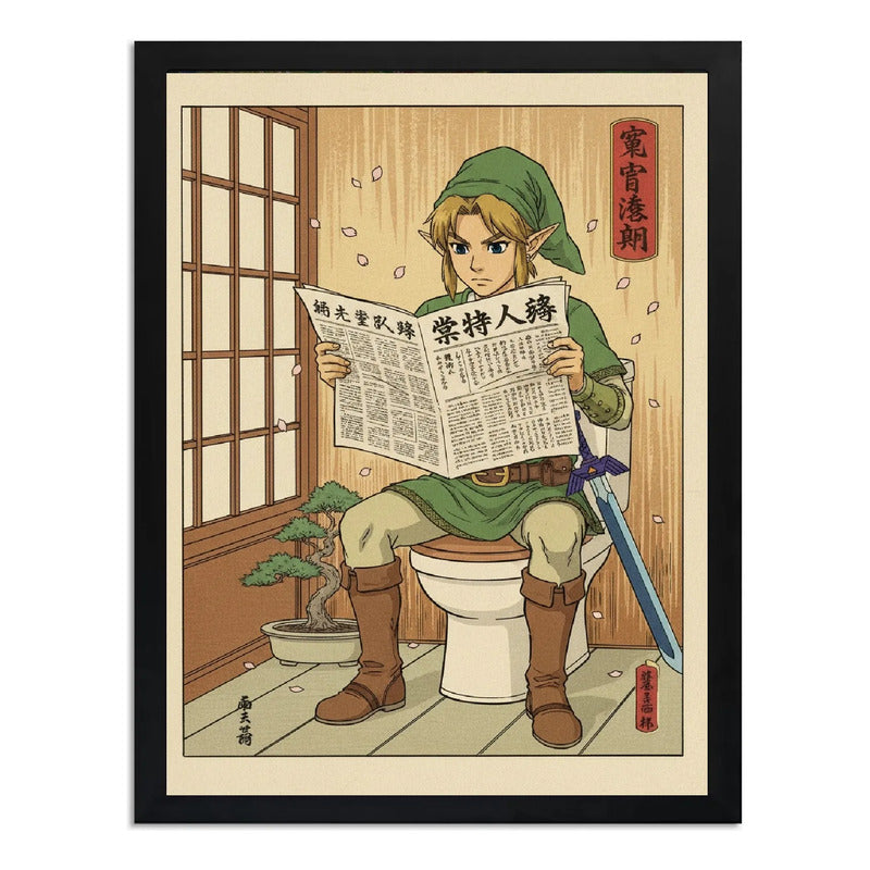 Cuadro Zelda Baño Diario Japón Bonsai Game Arte Decoracion Marco Negro