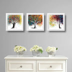 Set 3 Cuadros Árboles Coloridos Árbol Botanico Decoracion