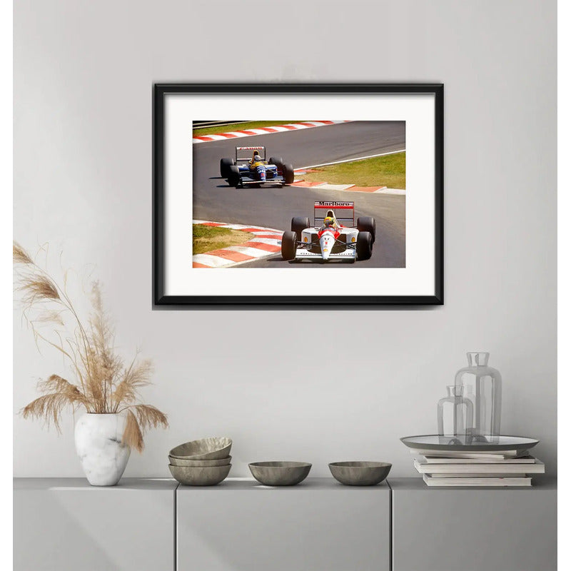 Cuadro Ayrton Senna Alain Prost Formula 1 53x43cm Paspartú Marco Negro