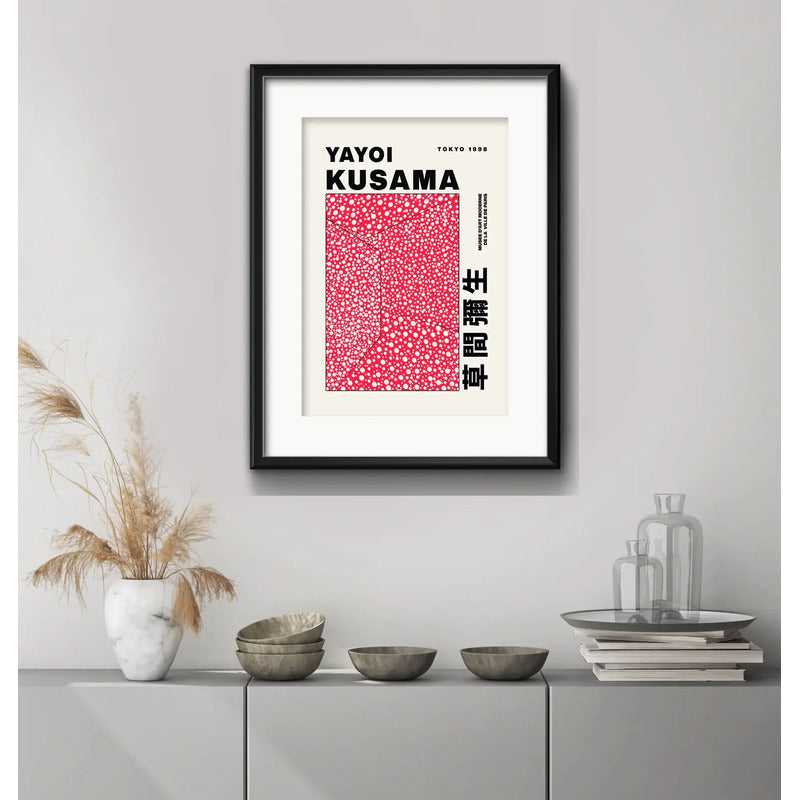 Cuadro Yayoi Kusama Arte Japones Tokyo 53x43cm Con Paspartú Marco Negro