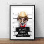 Cuadro Jack Bad Dog Perro Criminal Decoracion Con Paspartú Marco Negro