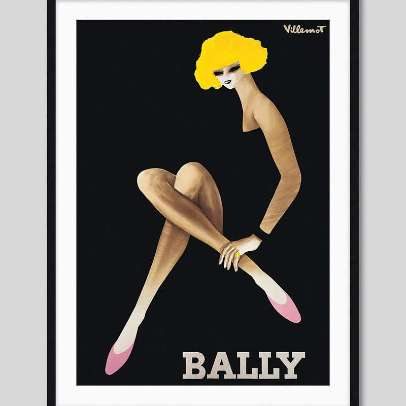 Cuadro Bally Suiza Fashion Moda Lujo Retro Salon Decoracion Bally Blonde Negro