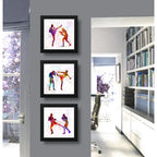 Set 3 Cuadros Artes Marciales Pop Art Mma Lucha Gym 33x33cm Marco Negro