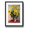 Cuadro Claude Monet Jarrón De Girasoles 53x43cm Con Paspartú Marco Negro
