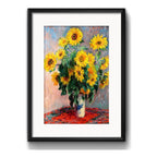Cuadro Claude Monet Jarrón De Girasoles 53x43cm Con Paspartú Marco Negro