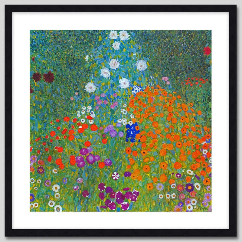 Cuadro Gustav Klimt Blumengarten Flower Garden Obra Pintor Marco Negro