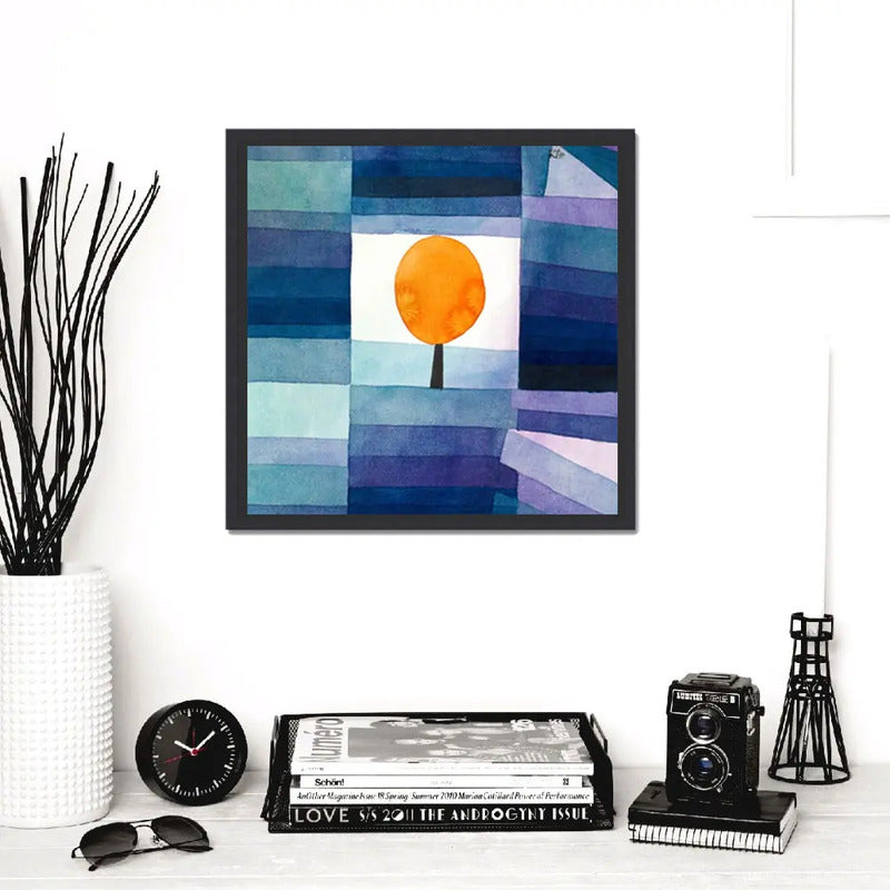 Cuadro Para Living Cocina Estudio Decoracion Moderna Blue Paul Klee Color Azul Indigo Con Marco Negro