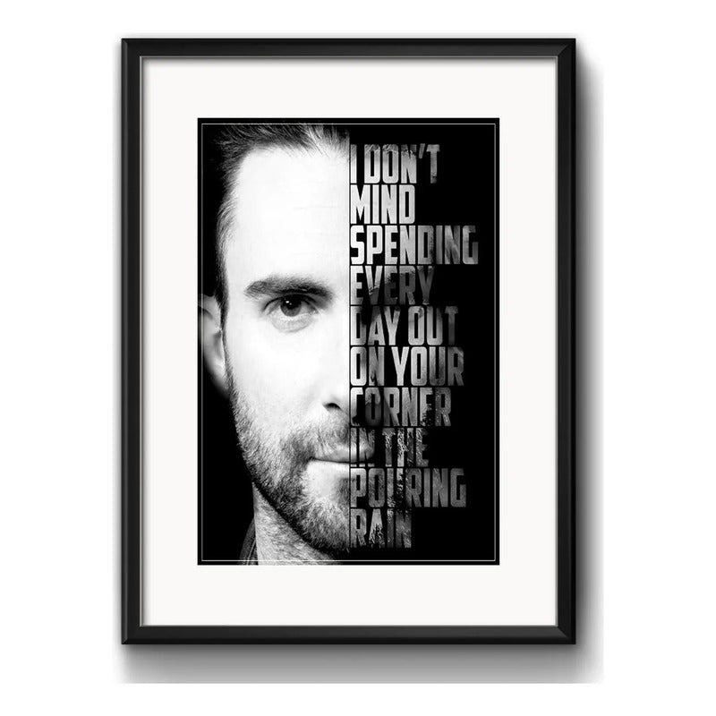 Cuadro Maroon 5 Letra Musica Adam Levine Con Paspartú Marco Negro