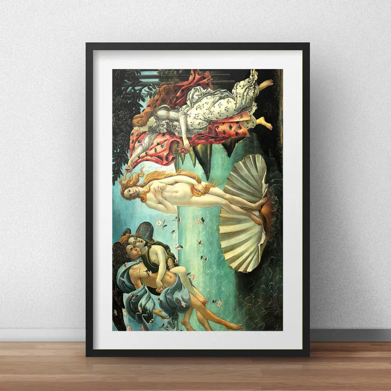 Cuadro El Nacimiento De Venus Sandro Botticelli Con Paspartú Marco Negro