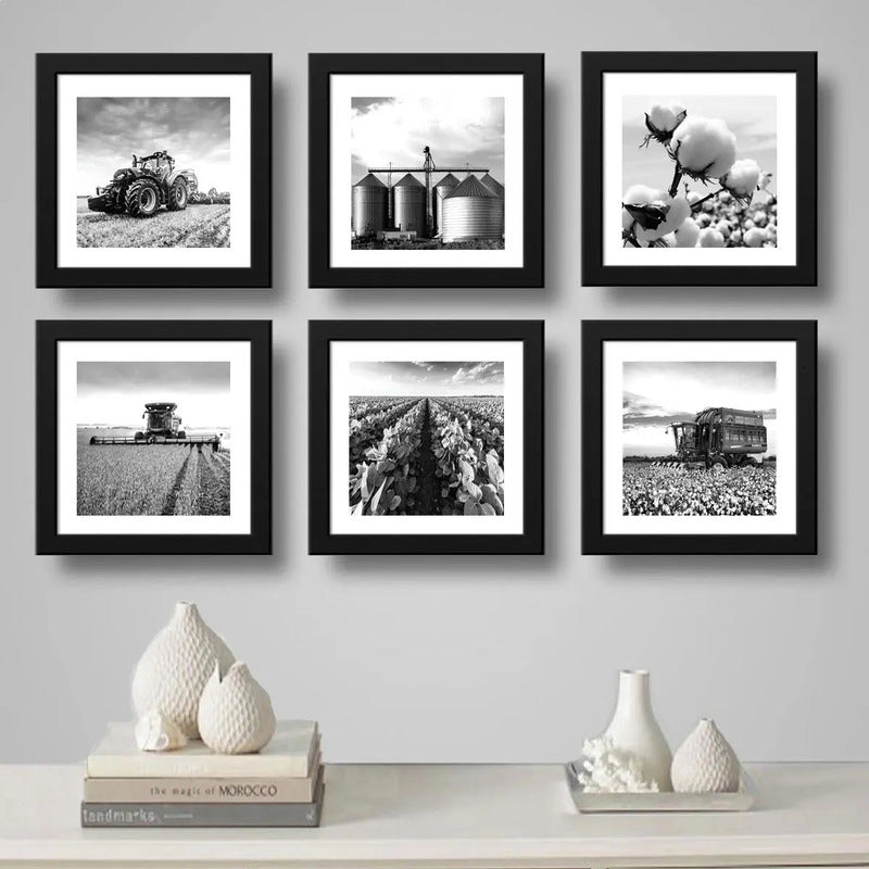 Set 6 Cuadros Agronegocios Soja Algodon Tractor Silo Cosecha