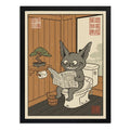 Cuadro Labubu Bano Bonsai Arbol Japonés Coleccion Decoracion Marco Negro