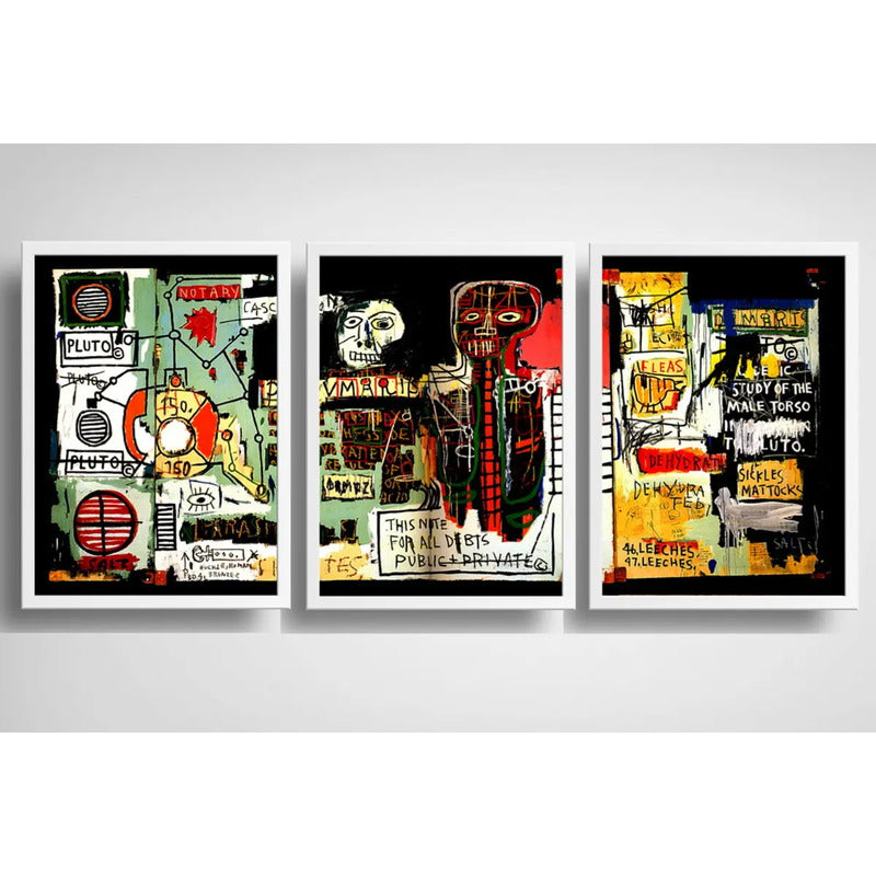 Set 3 Cuadros Basquiat Arte Urbano Graffiti Decoración Hogar