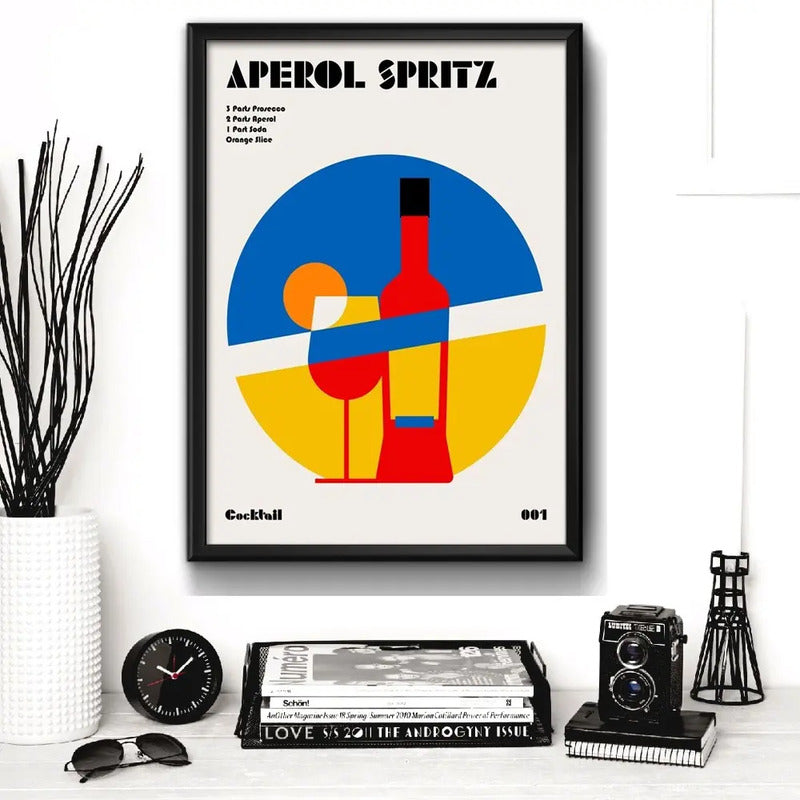 Cuadro Bauhaus Arte Cocktails Drinks Bebidas Receta Pub Bar Aperol Spritz Marco Negro