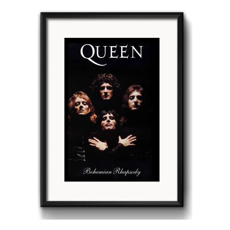 Cuadro Queen Freddie Mercury Rock B7 Decoracion Con Paspartú Marco Negro