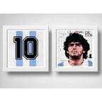 Set 2 Cuadros Maradona Argentina Fútbol Jugador Decoracion