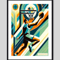Cuadro Basket Baloncesto Jugador Pelota Club Gym Decoracion Pop Art Conqueror Con Marco Negro