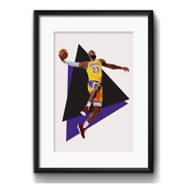 Cuadro Lebron James Lakers Basket Baloncesto Con Paspartú Marco Negro