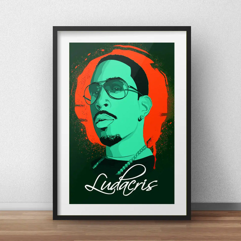 Cuadro Ludacris Pop Art Rap Rapper Decoracion Con Paspartú Marco Negro
