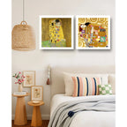 Set 2 Cuadros Gustav Klimt El Beso El Abrazo Museo 33x33cm Marco Blanco