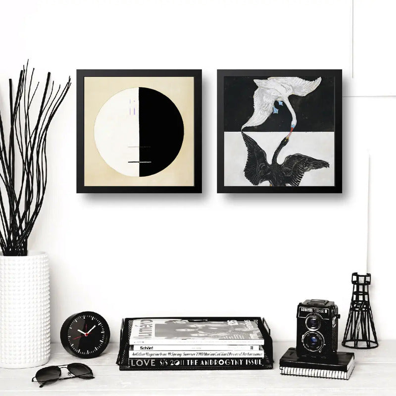 Set 2 Cuadros Hilma Af Klint Arte Abstracto Museo Buda Cisne Marco Negro