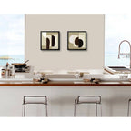 Set 2 Cuadros Dormitorio Living Boho Abstracto Tonos Beige Marco Negro