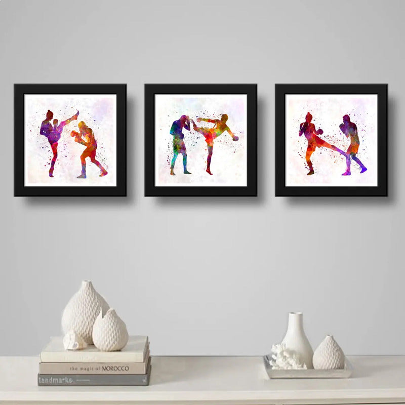 Set 3 Cuadros Artes Marciales Pop Art Mma Gym Decoracion