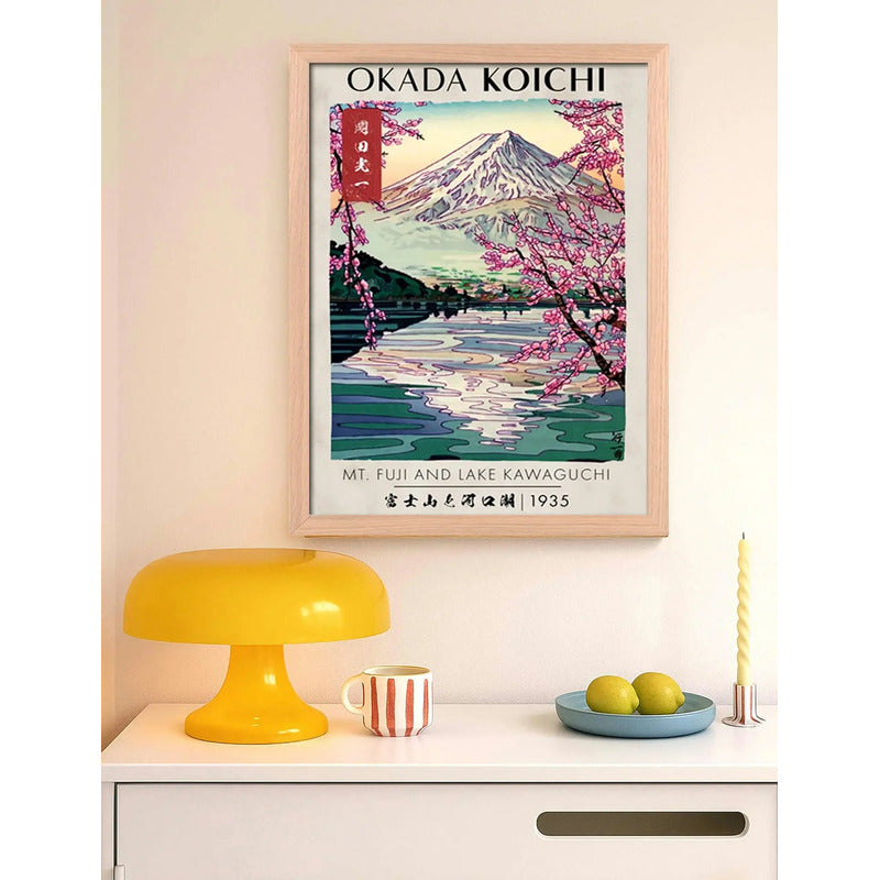 Cuadro Monte Fuji Okada Koichi Sakura Arte Japón Marco Oak Marco Marrón Claro