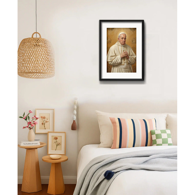 Cuadro Papa Francisco Vaticano Iglesia Jesus Con Paspartú Marco Negro