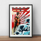 Cuadro Geisha Japón Tokio Japones B2 Decoracion Con Paspartú Marco Negro