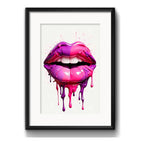 Cuadro Boca Pink Fashion Maquillaje Decoracion Con Paspartú Marco Negro