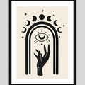 Cuadro Luna Tarot Astrólogia Mistico Arte Beige Decoracion Lunas Esoterico Marco Negro