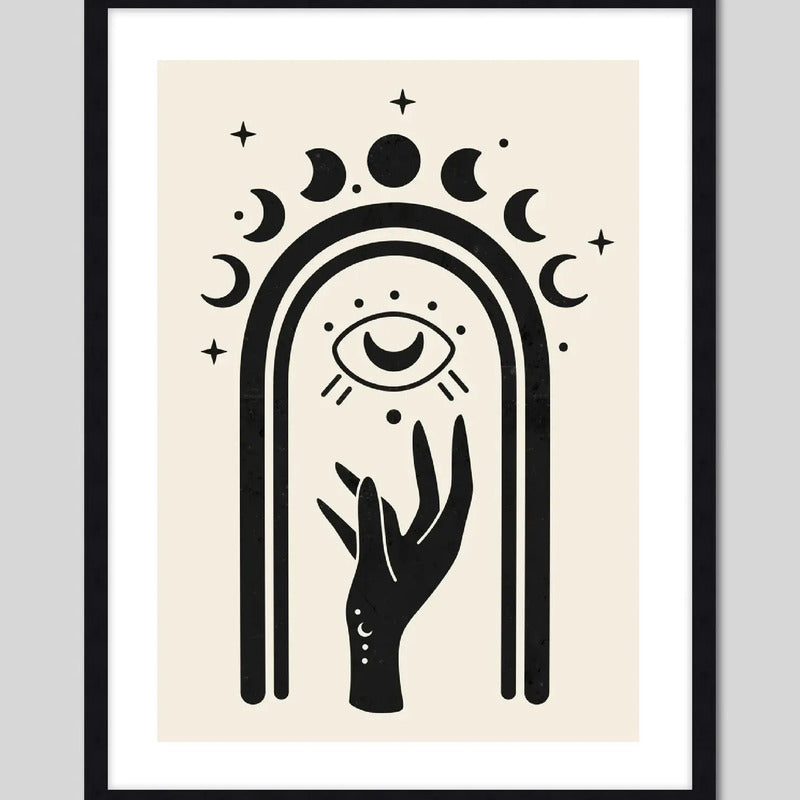 Cuadro Luna Tarot Astrólogia Mistico Arte Beige Decoracion Lunas Esoterico Marco Negro