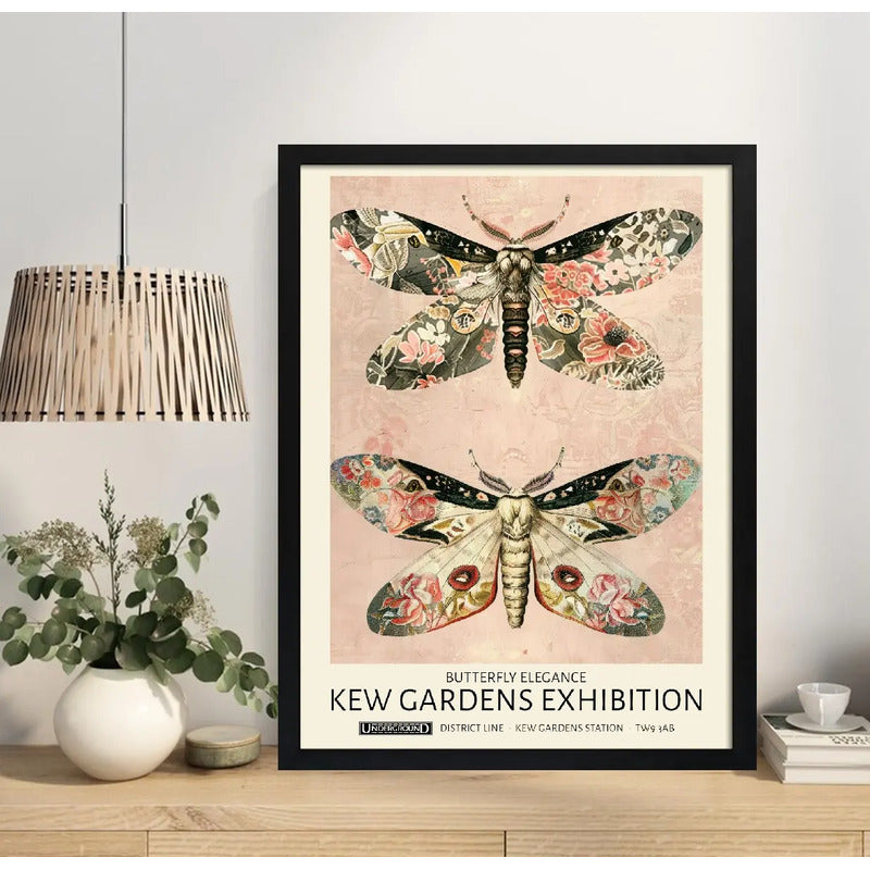Cuadro Living Dormitorio Mariposas Elegantes William Morris Marco Negro