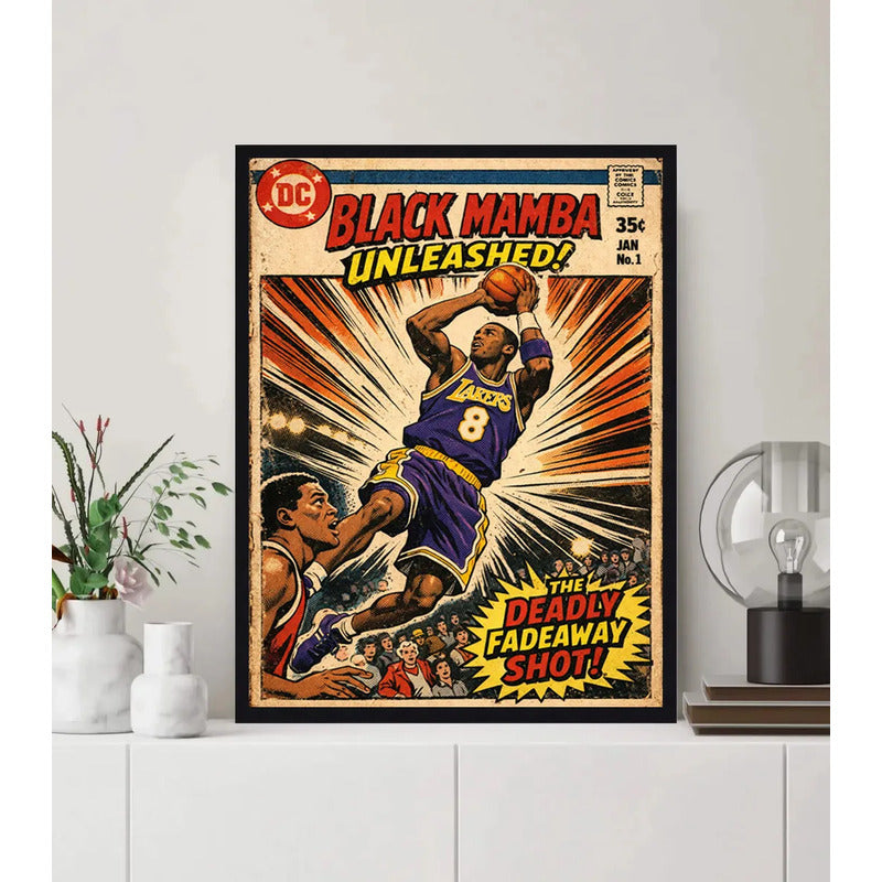 Cuadro Kobe Bryant Black Mamba Comics B1 Baloncesto Deportes Marco Negro