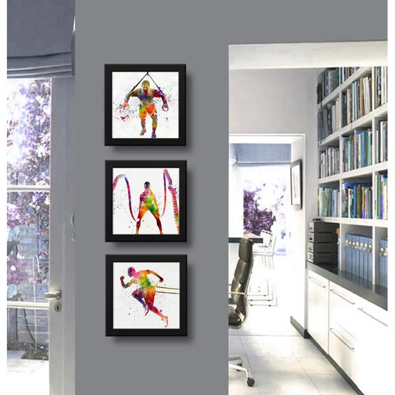Set 3 Cuadros Crossfit Pop Art Fitness Musculacion Gimnasio