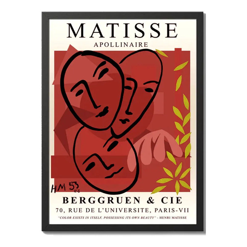 Cuadro Para Living Cocina Estudio Decoracion Moderna Red Matisse Apollinaire Color Rojo Con Marco Negro