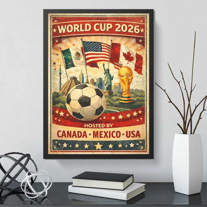 Cuadro Copa Del Mundo Futbol 26 Canada Mexico Estados Unidos Marco Negro