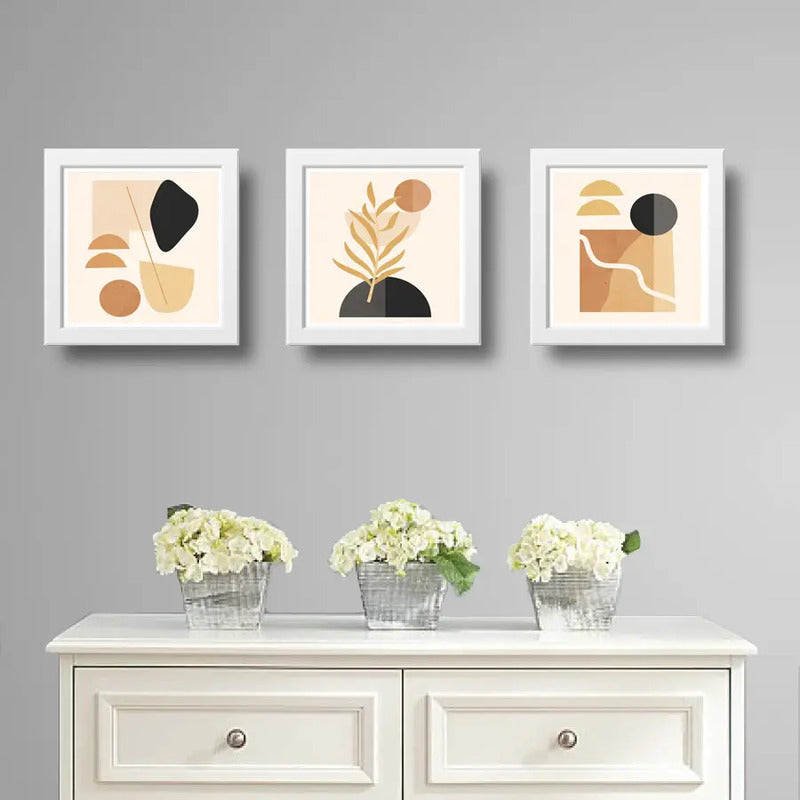 Set 3 Cuadros Boho Chic Hojas Flor Arte Decoracion