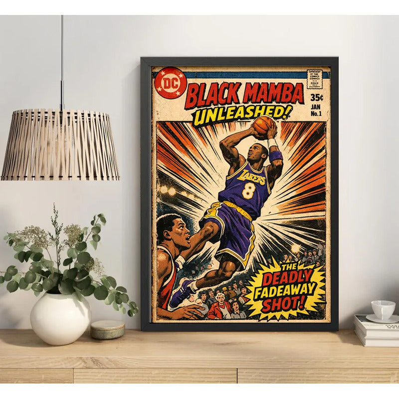 Cuadro Kobe Bryant Black Mamba Comics B1 Baloncesto Deportes Marco Negro