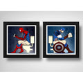 Set 2 Cuadros Spiderman Capitán America Baño Héroe Comics