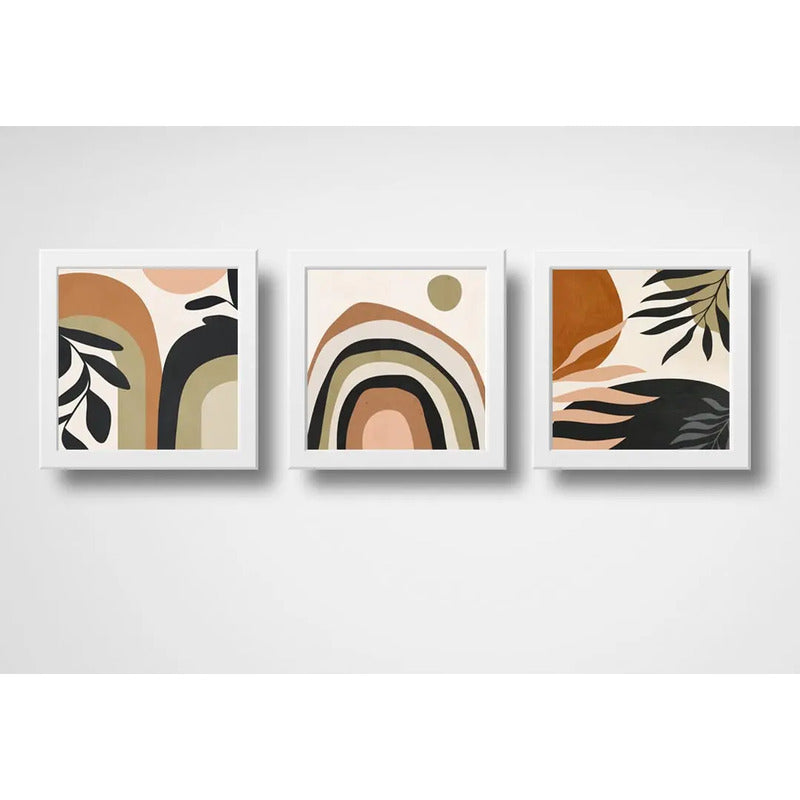Set 3 Cuadros Boho Chic Hojas Flor Arte Decoracion
