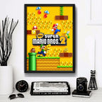 Cuadro Super Mario Bros 2 Super Nintendo Game Videojuego Bs4 Marco Negro