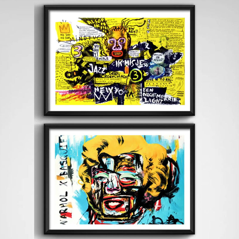 Set 2 Cuadros Basquiat Arte Urbano Monroe Decoración Hogar